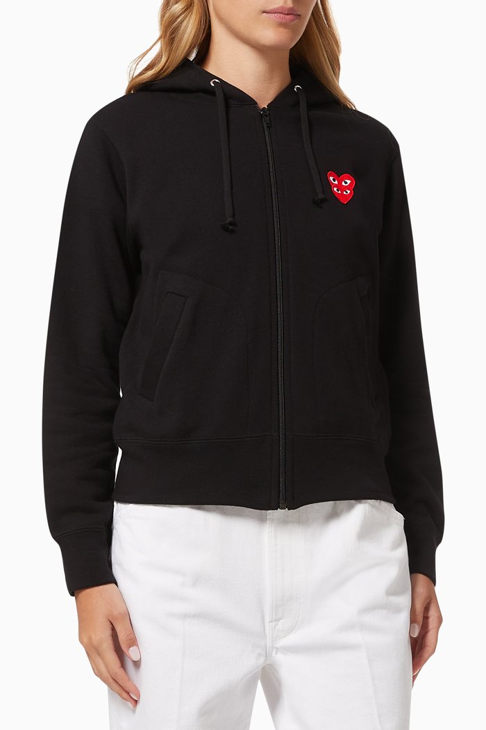 

Double Heart Sweatshirt in Cotton Terry, Black