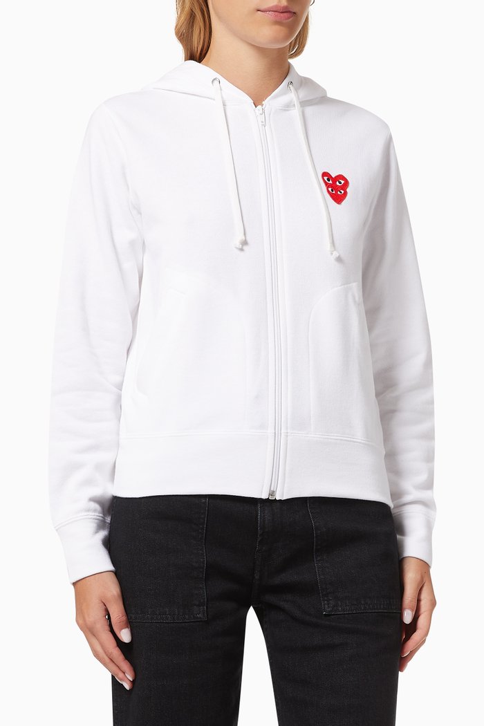 

Double Heart Sweatshirt in Cotton Terry, White