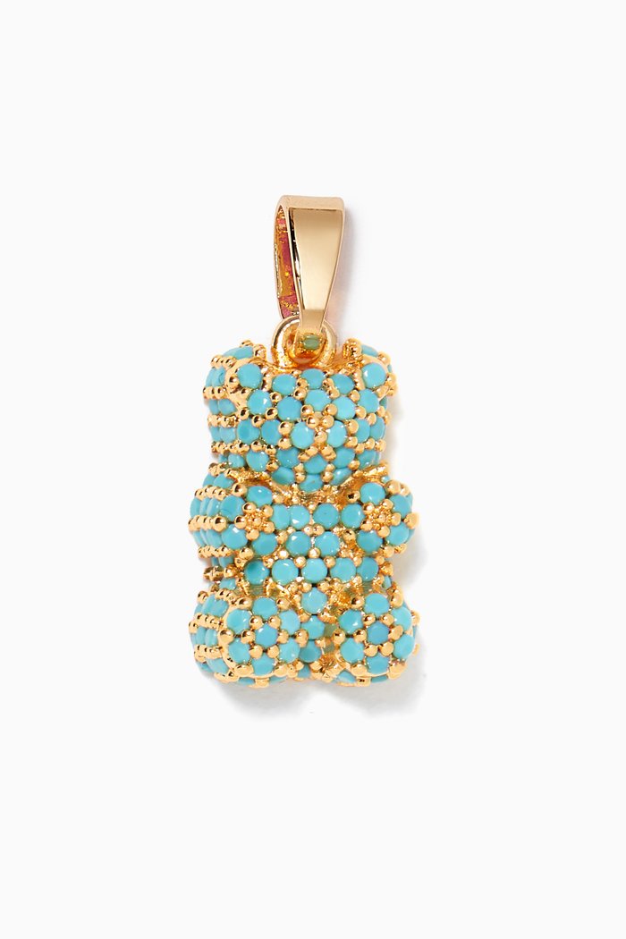 

Nostalgia Pave Bear Pendant in 18kt Gold Plating, Blue