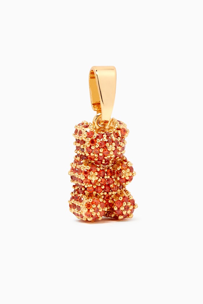 

Nostalgia Pave Bear Pendant in 18kt Gold Plating, Orange