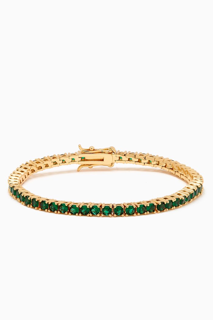 Serena Bracelet in 18kt Gold Plating, Green