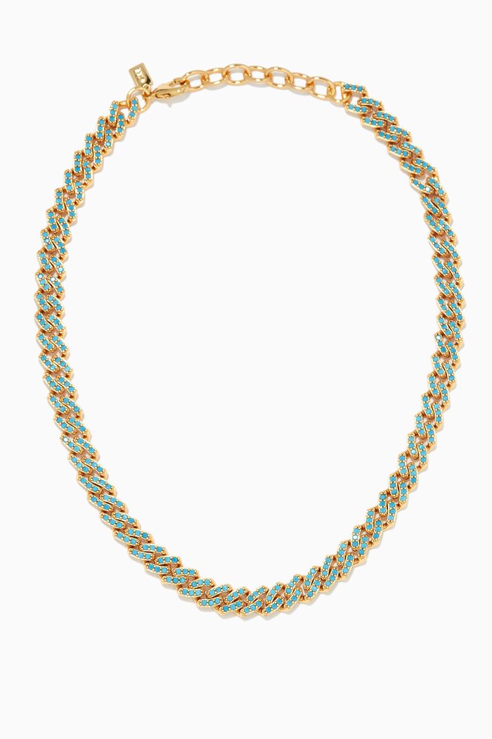 

Mexican Chain Necklace in 18kt Gold Plating, Blue