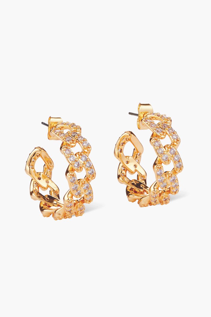 Mexican Chain Hoops in 18kt Gold Plating, White