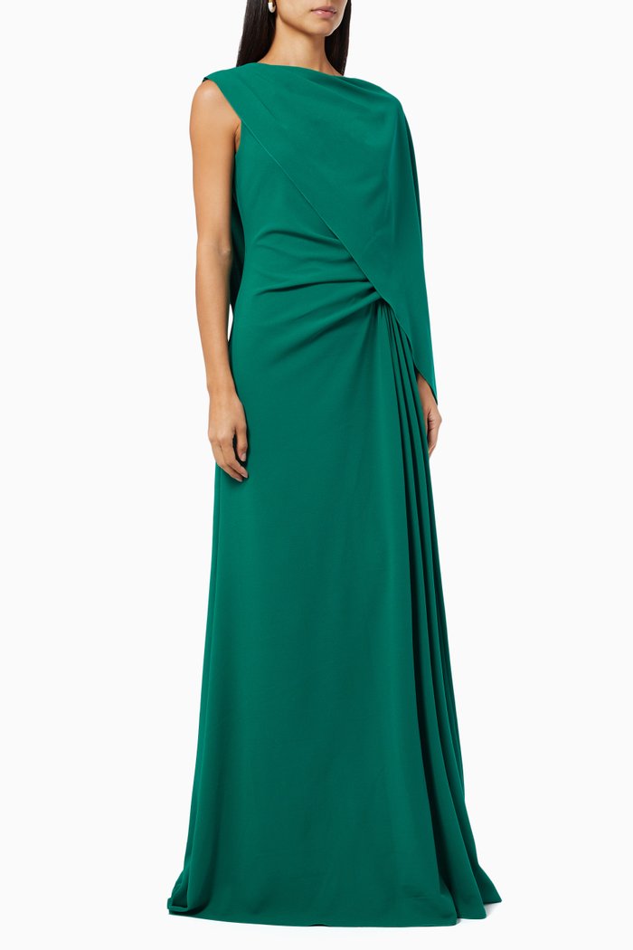 

Chie Asymmetric Gown in Crepe, Green