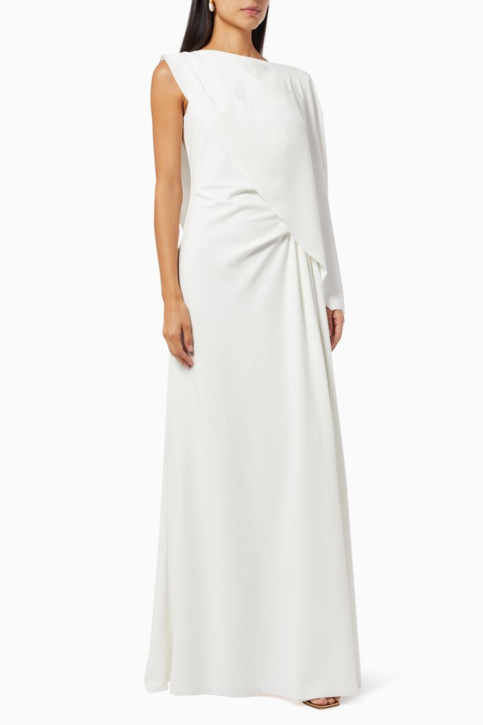 

Chie Asymmetric Gown in Crepe, Neutral