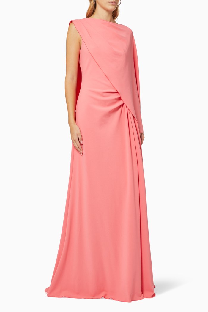 

Chie Asymmetric Gown in Crepe, Pink