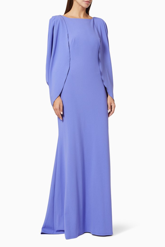 

Kairi Capelet Gown in Crepe, Purple