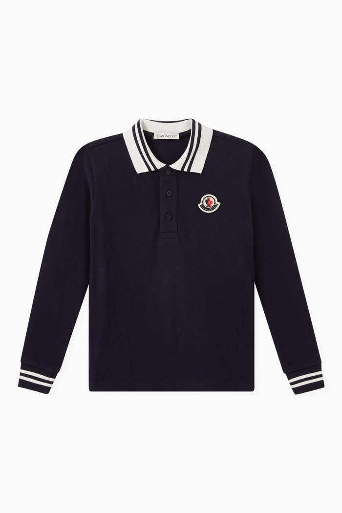 

Logo Collar Sweater in Ribbed Knit, Blue