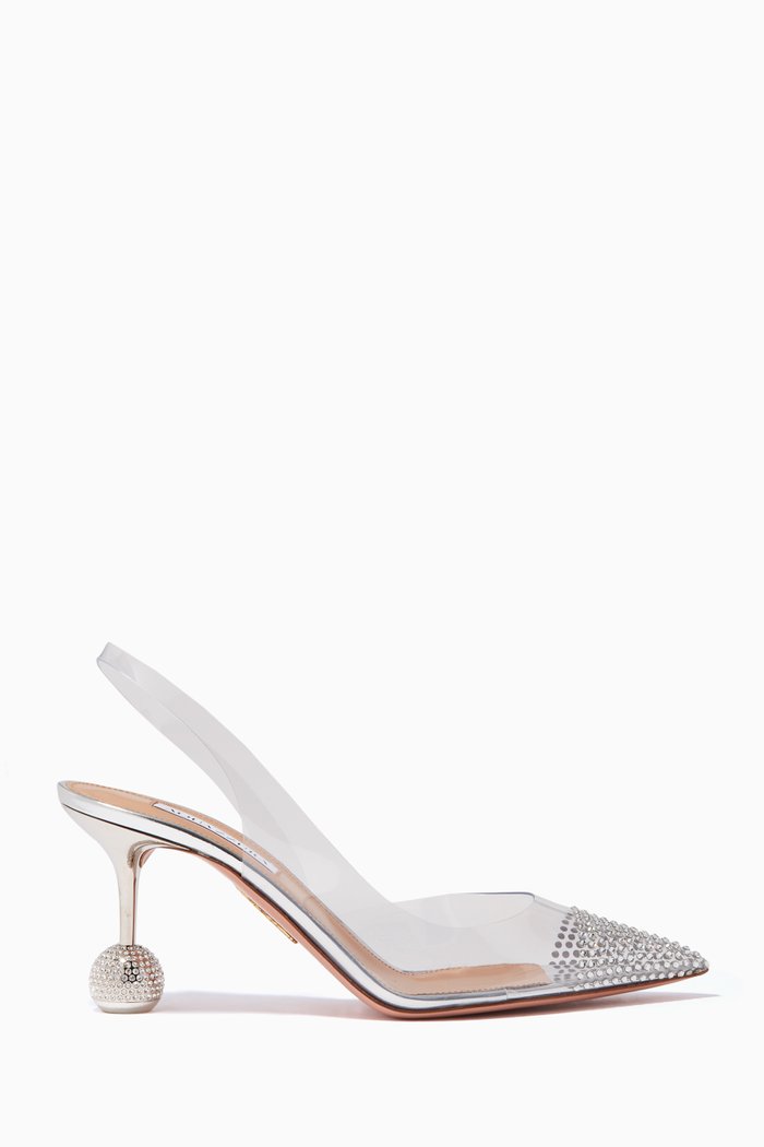 

Nights Pumps 75 in Mirrored Leather & PVC, Silver