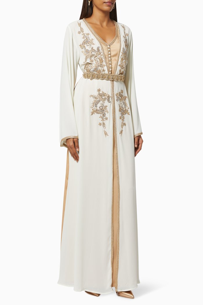 

Beaded Kaftan & Dress Set, Neutral