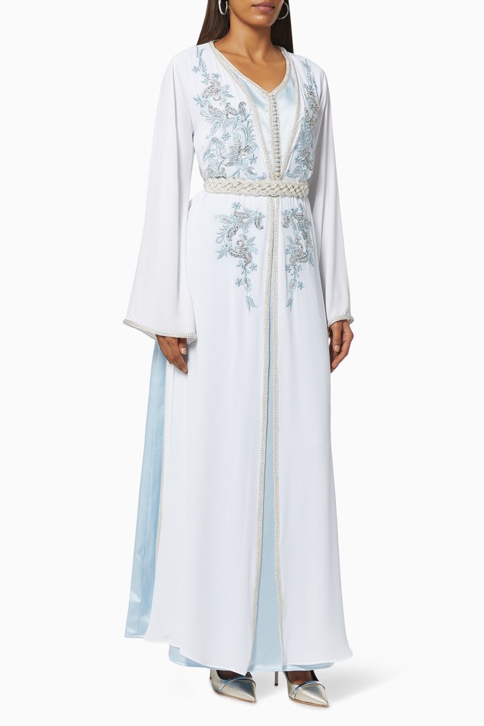 

Beaded Kaftan & Dress Set, White