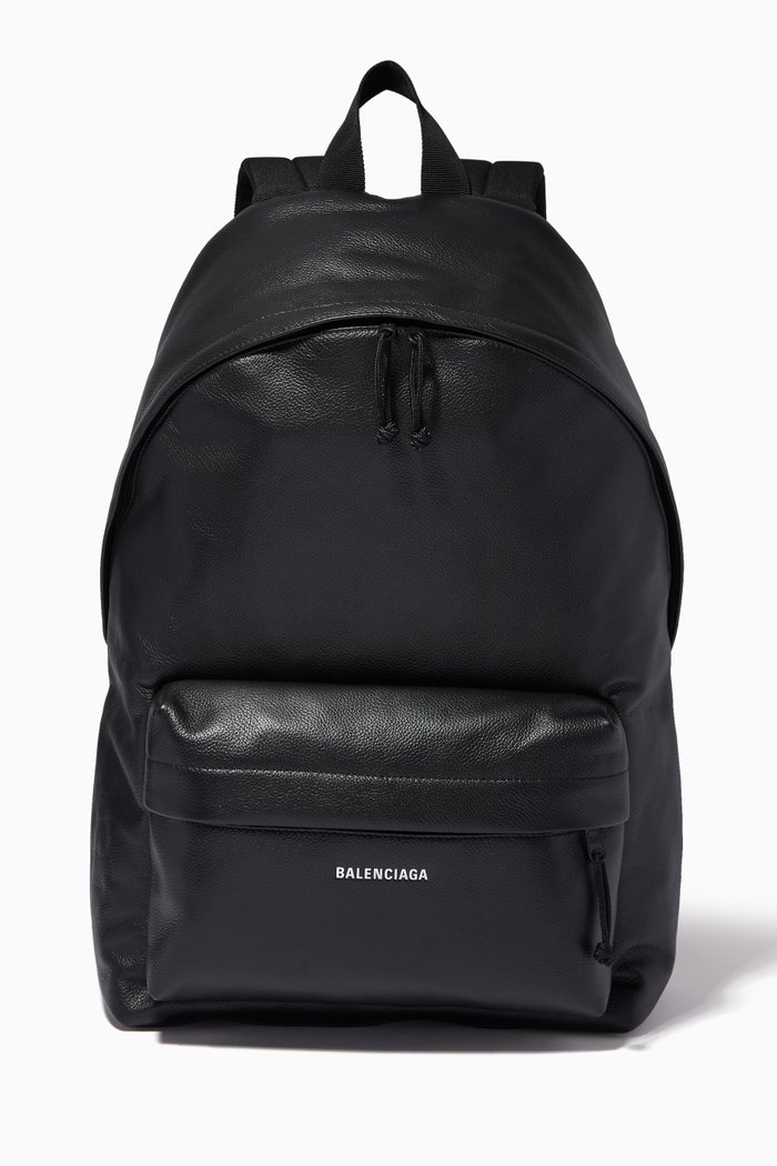 Explorer Backpack in Grained Calfskin, Black
