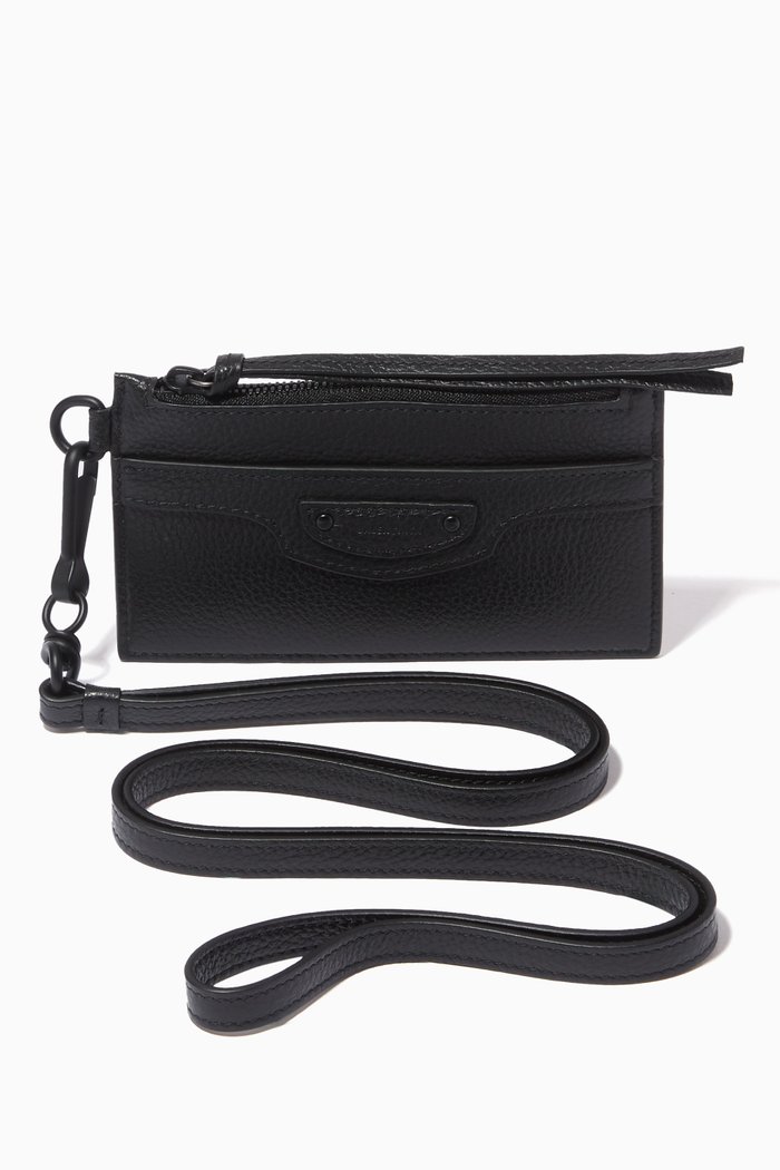 

Neo Classic Long Coin & Card Holder on Keyring in Grained Calfskin, Black