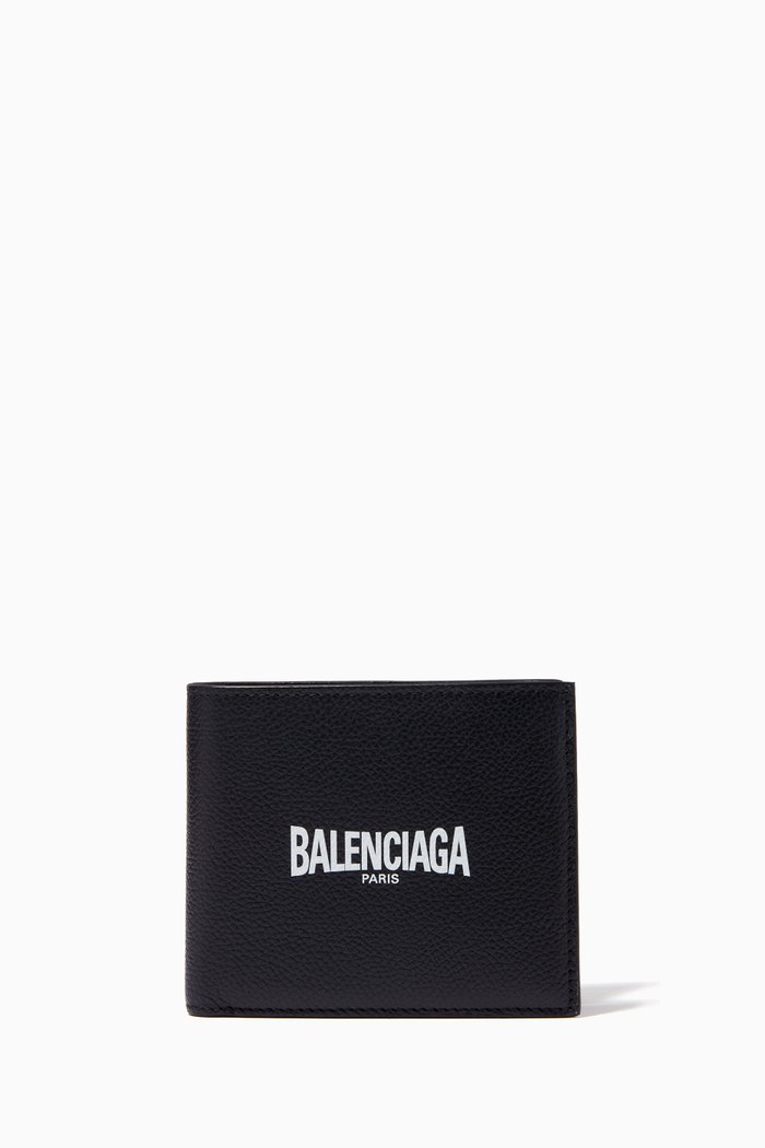 

Cash Teen Skate Square Folded Coin Wallet in Grained Calfskin, Black