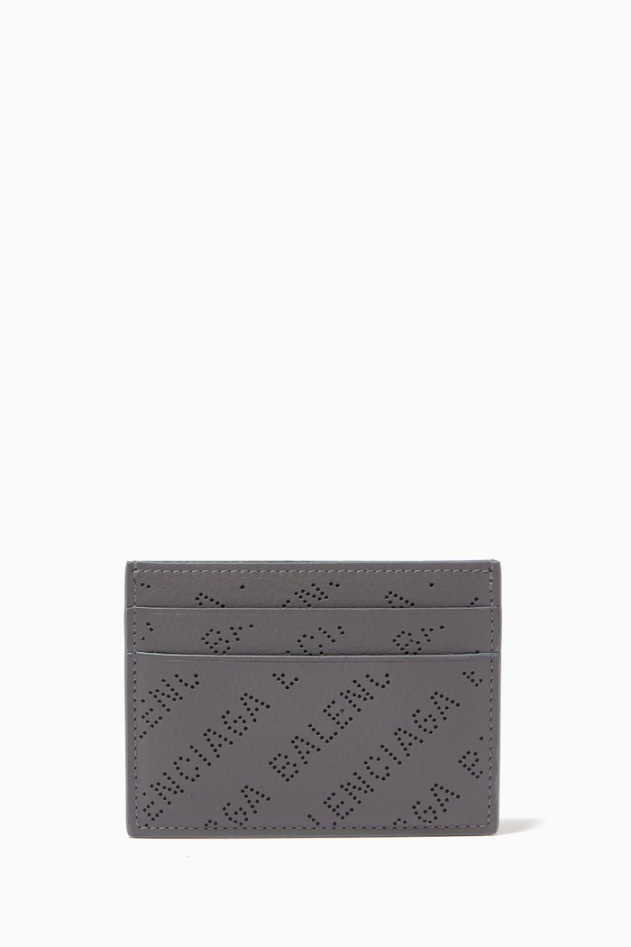 

Cash Cardholder in Logo-perforated Grained Calfskin, Grey