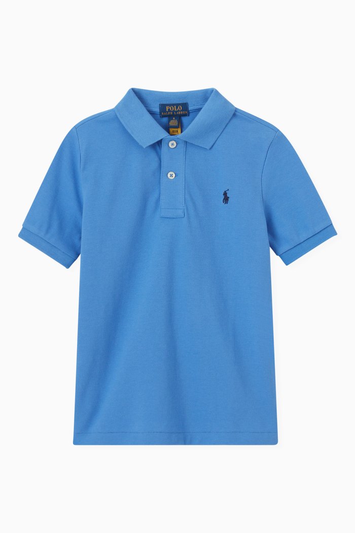 Logo Polo Shirt in Cotton, Blue