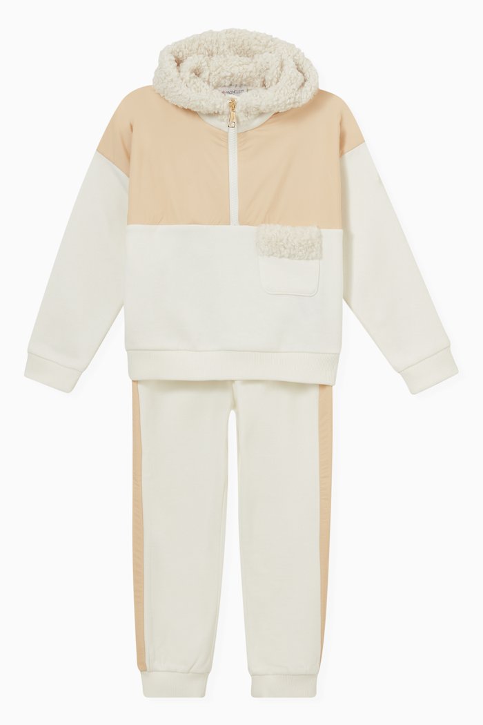

Colour-block Tracksuit, Set of 2 in Cotton, Neutral