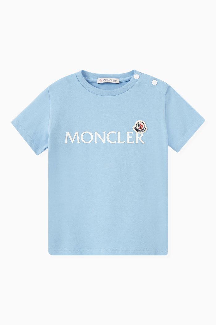 Logo Print T-shirt in Stretch Cotton, Blue