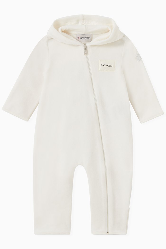 Hooded Romper in Fleece, Neutral