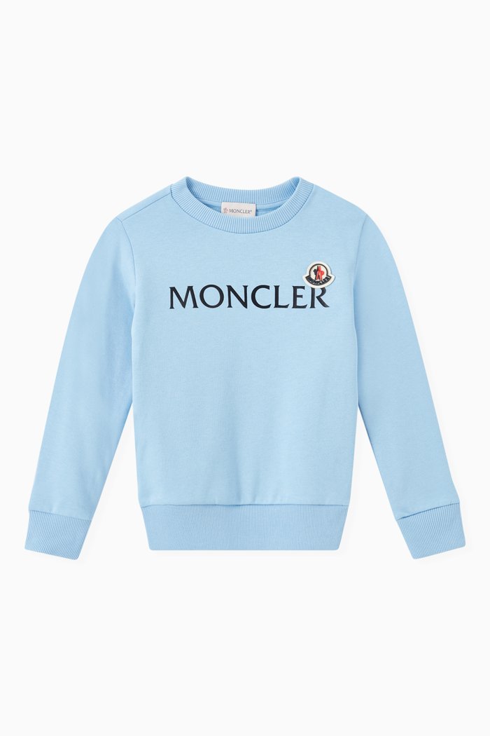 Logo Print Sweatshirt in Cotton Fleece, Blue