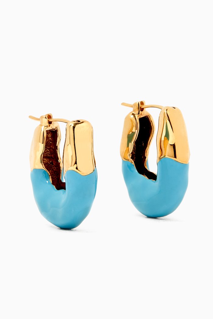 

Statement Waves Hoops in 18kt Gold Plated Brass, Blue