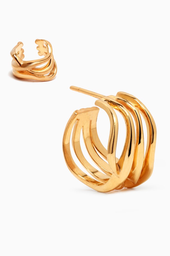 

Interlaced Hoop Earring & Cuff in 18kt Gold-Plating
