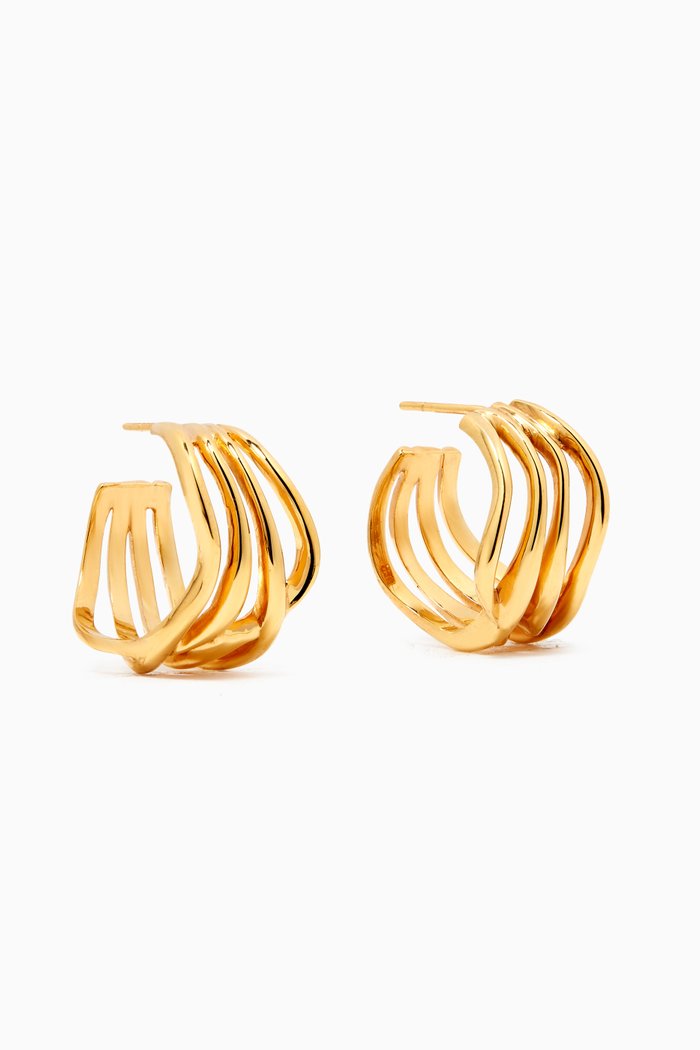 

Interlaced Wave Hoops in 18kt Gold Plating