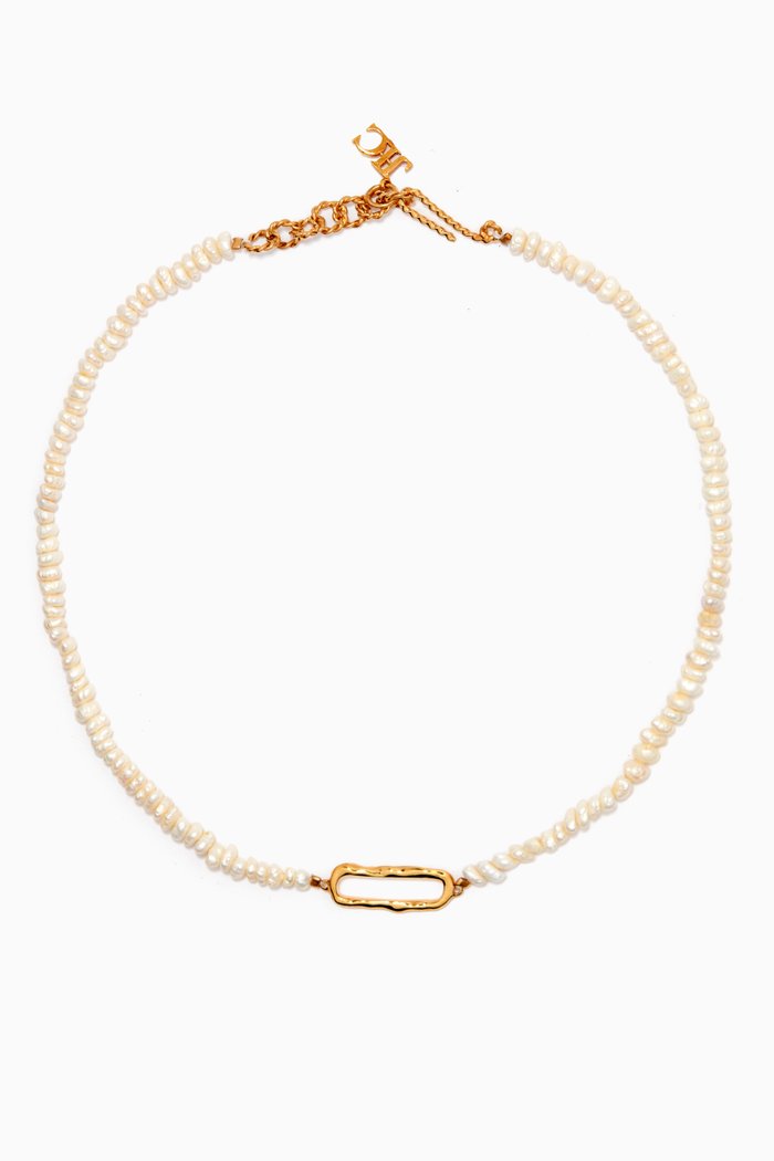 

Twisted Wire Pearl Choker in 18kt Gold Plating