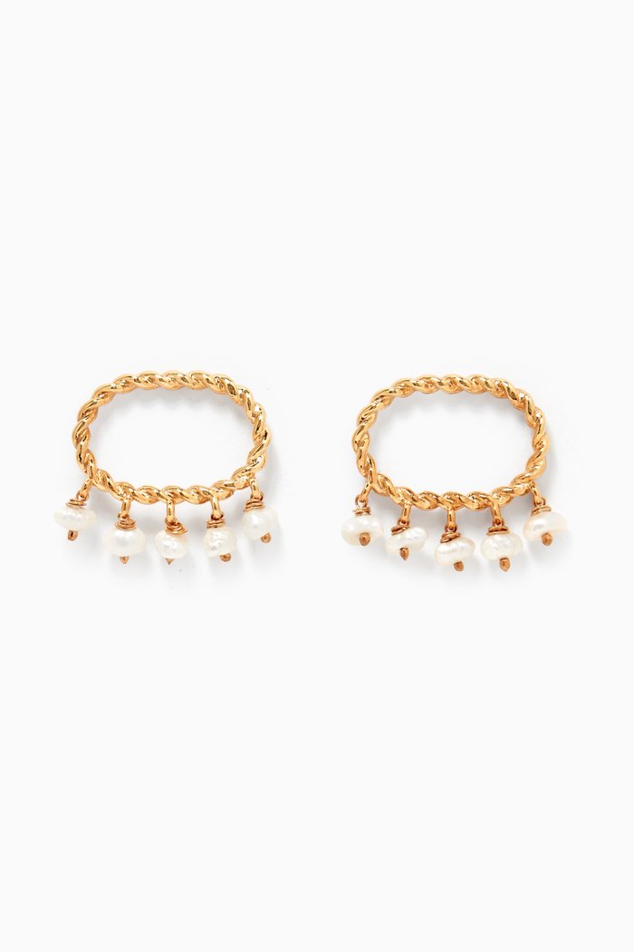 

Twisted Wire Earrings with Pearls in 18kt Gold Plating