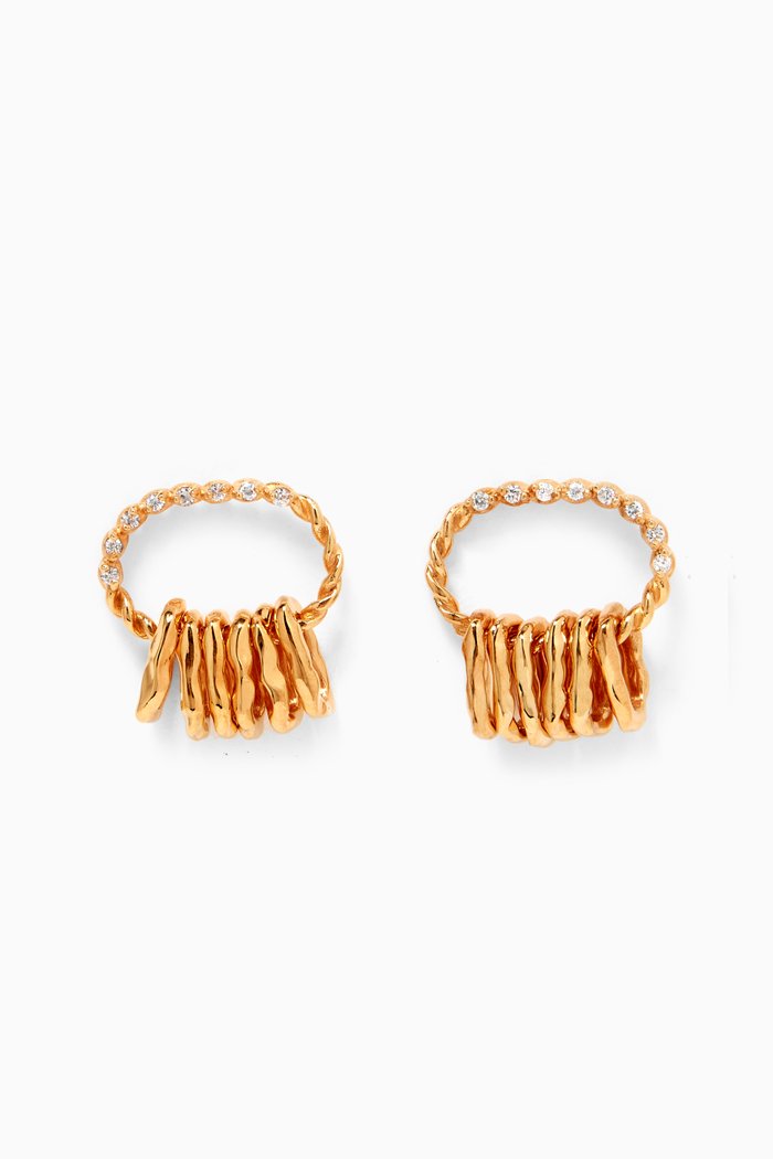 

Twisted Wire Earrings with Crystals in 18kt Gold Plating