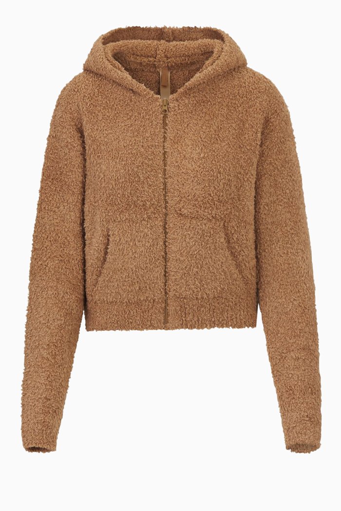 

Cozy Knit Zip Hoodie, Brown