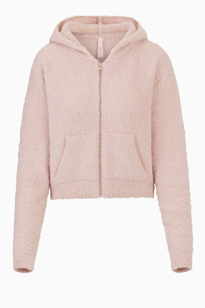 

Cozy Knit Zip Hoodie, Pink