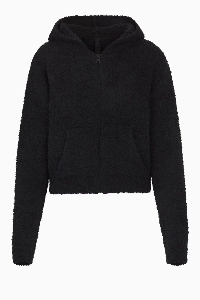 

Cozy Knit Zip Hoodie, Black