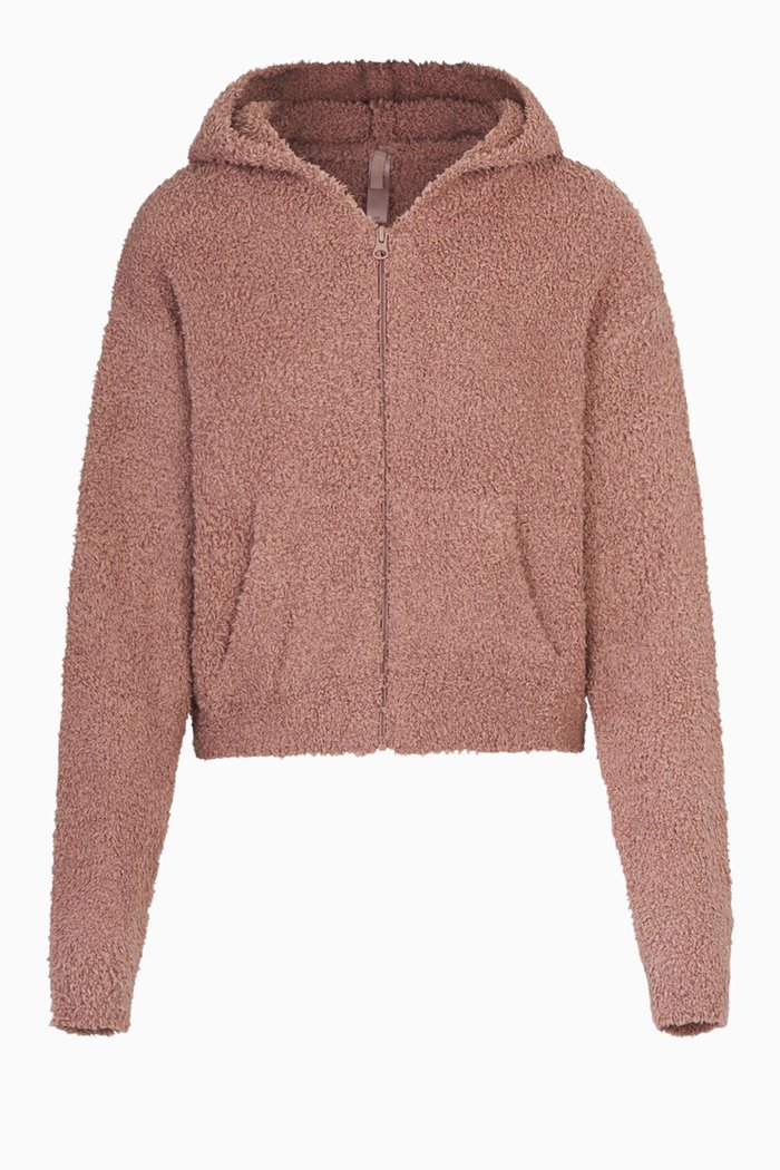 

Cozy Knit Zip Hoodie, Brown