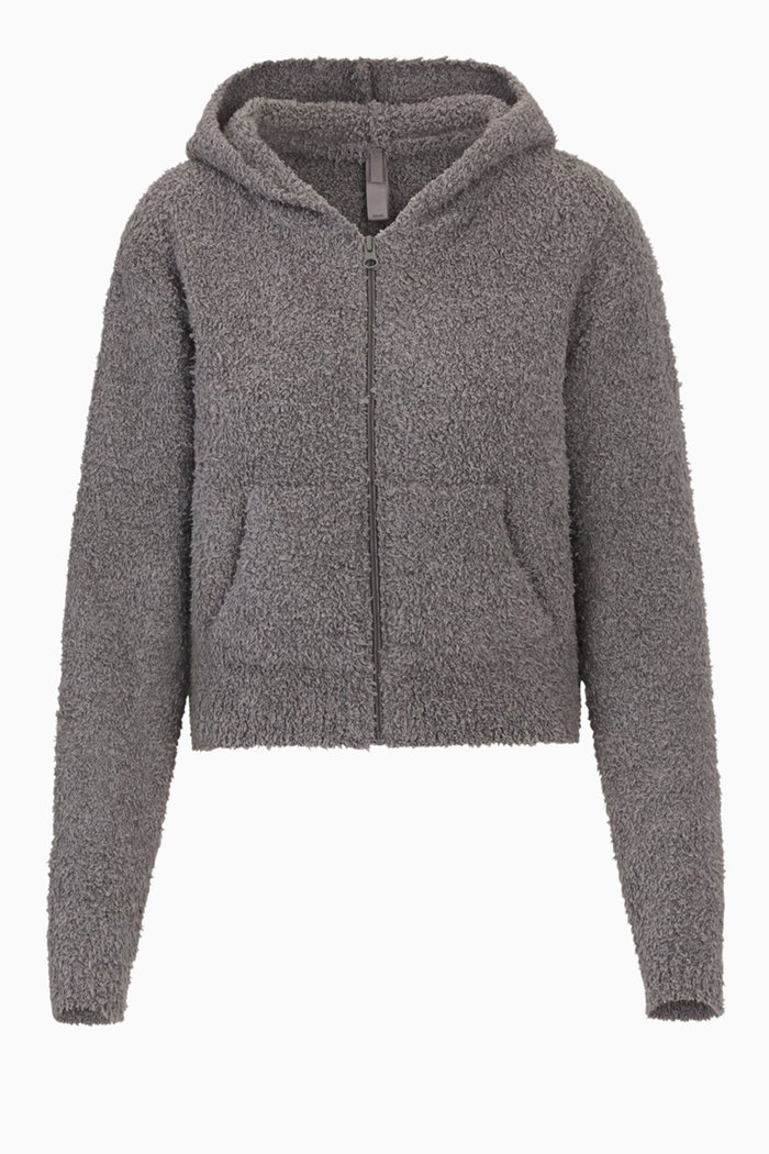 

Cozy Knit Zip Hoodie, Grey