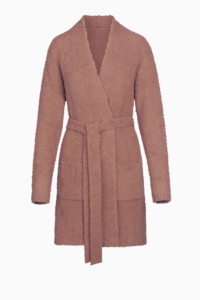 

Cozy Knit Short Robe, Brown