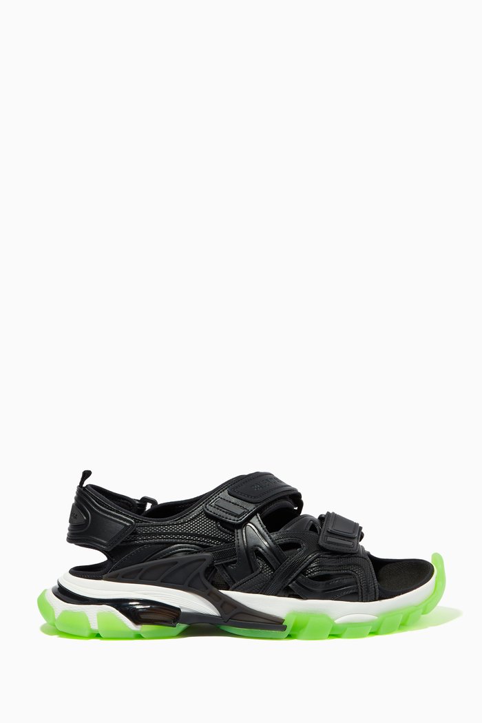 

Track Clear Sole Sandals in Mesh and Nylon, Black