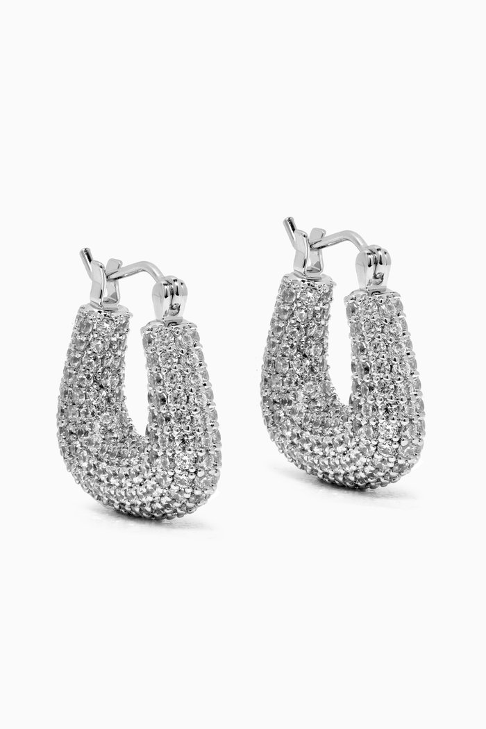 

Tia Pavé Hoop Earrings in Silver-plated Brass