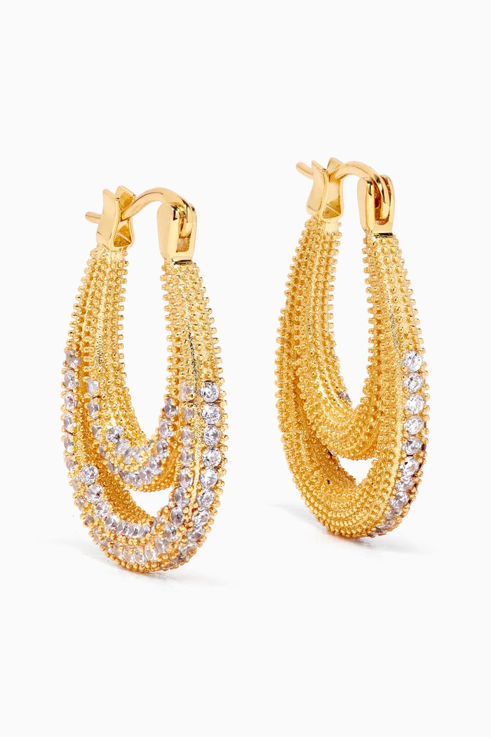 

Dolly Pavé Hoop Earrings in 18kt Gold-plated Brass