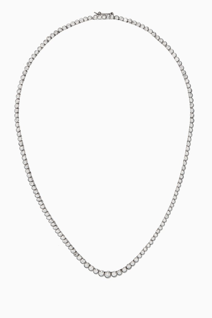 

Ballier Bezel Tennis Necklace in Silver-plated Brass