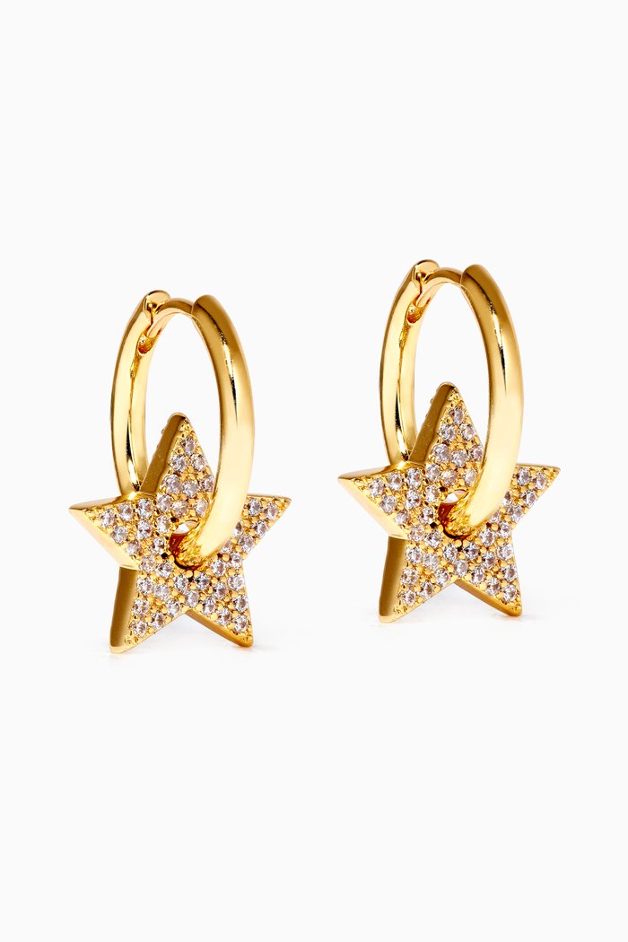 

Star Pavé Charm Hoop Earrings in 18kt Gold-plated Brass