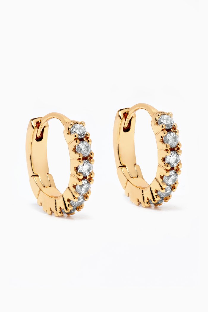 

Sofia Pavé Huggies in 18kt Gold-plated Brass