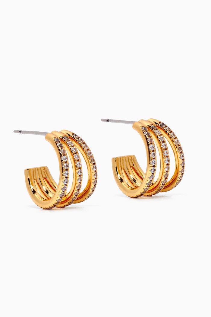 

Baby Bastille Pavé Hoop Earrings in 18kt Gold-plated Brass