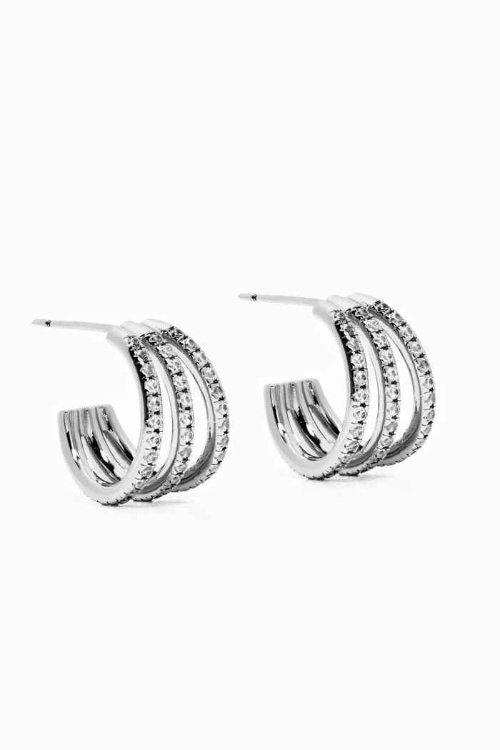 

Baby Bastille Pavé Hoop Earrings in Silver-plated Brass