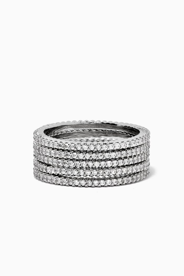 

Classique Pavé Bands Ring Set in Silver-plated Brass