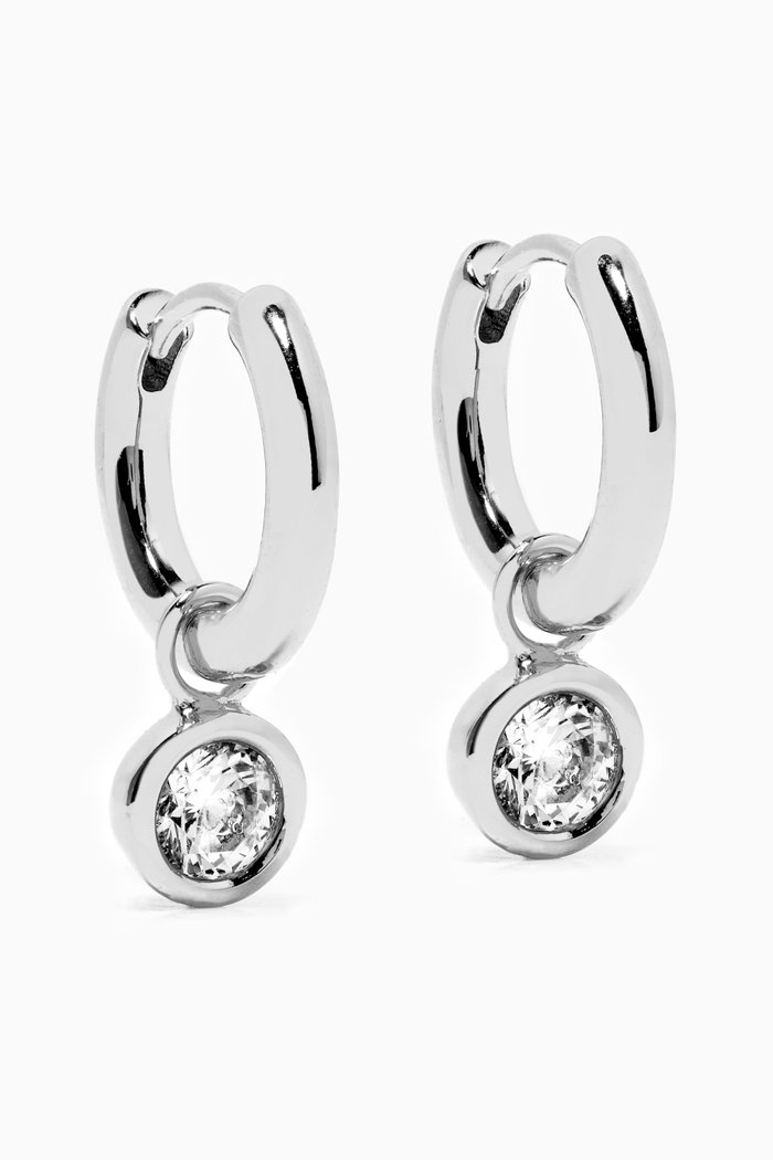 

Bezel Charm Huggies in Silver-plated Brass
