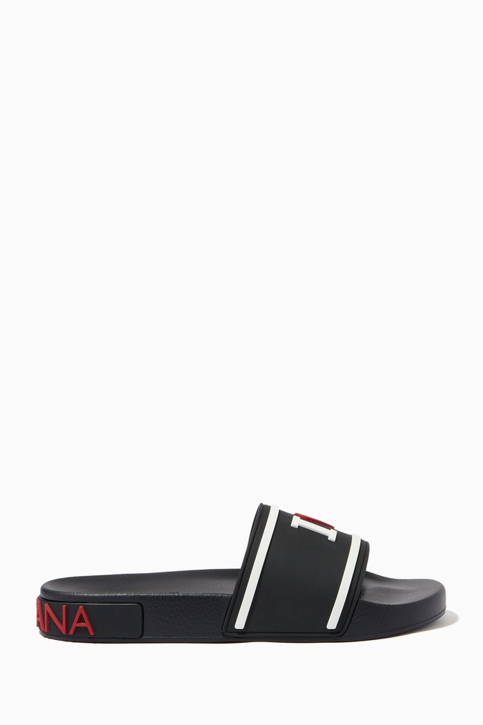 

"I Love D&G" Sliders in Rubber, Black