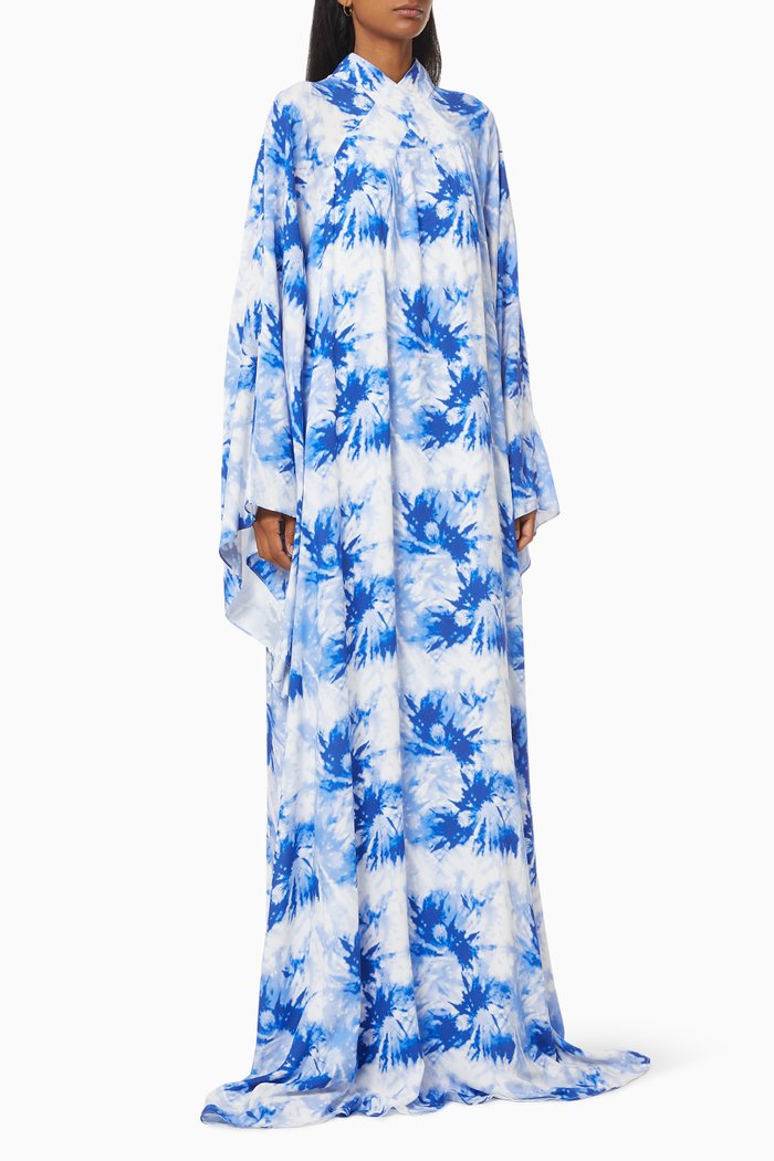 

Tie Dye Kaftan in Cotton, Blue