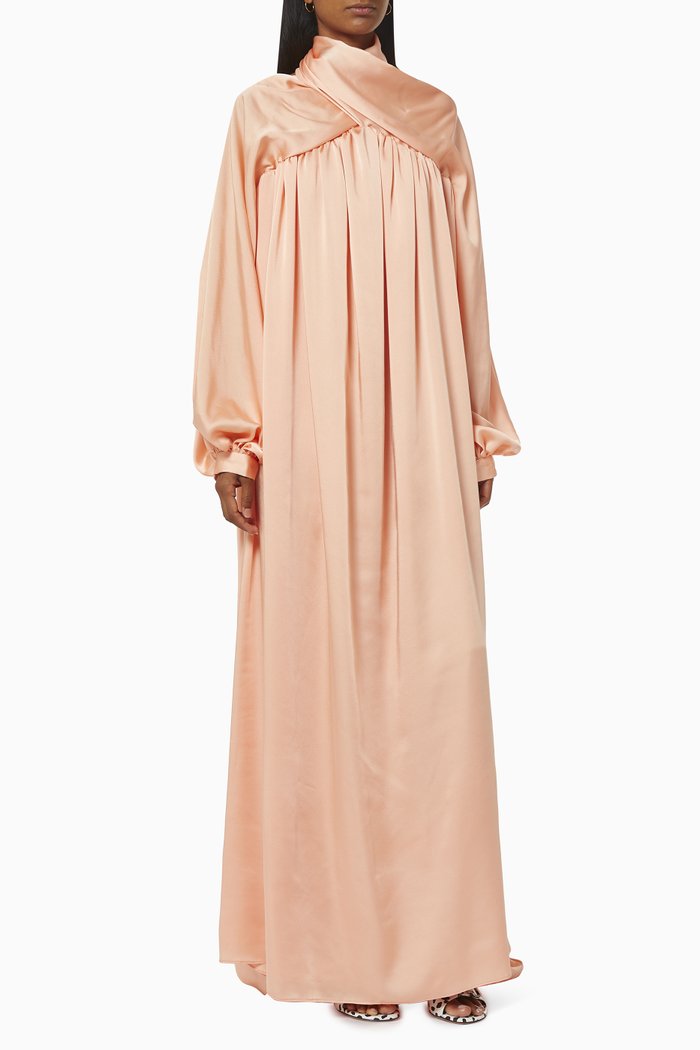 

Ruffled Kaftan in Crepe, Pink