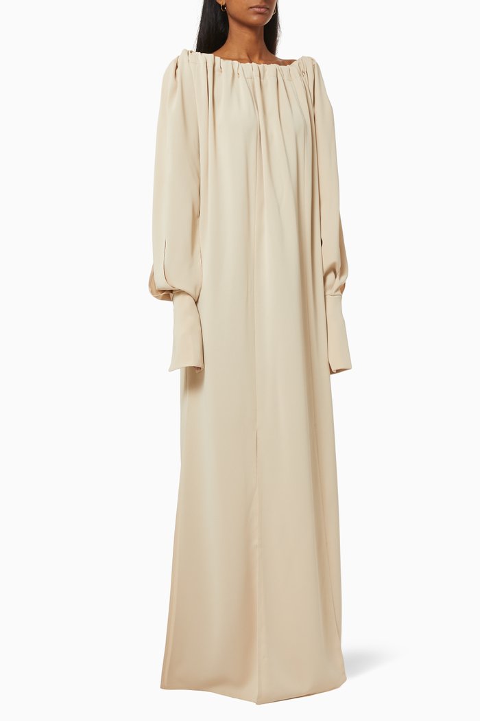 

Ruched Kaftan in Crepe, Neutral